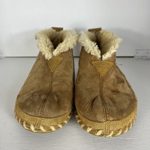 LL Bean Slipper Boots Shoes Women 8M Brown Suede Shearling Wicked Good - Picture 5 of 16